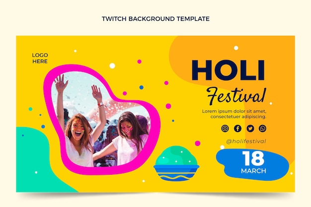 Vettore gratuito sfondo piatto holi twitch