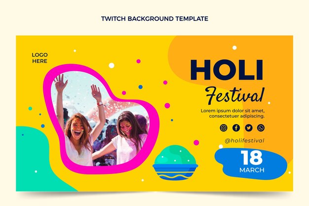 Flat holi twitch background