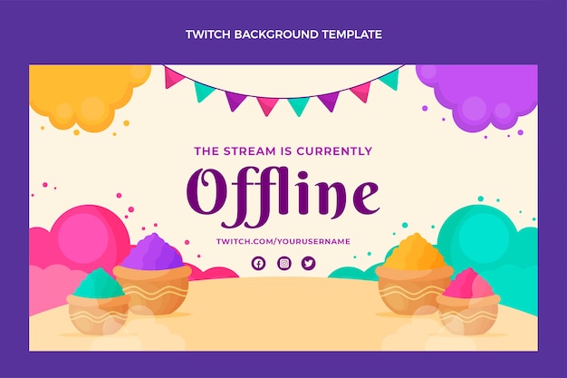 Vettore gratuito sfondo piatto holi twitch