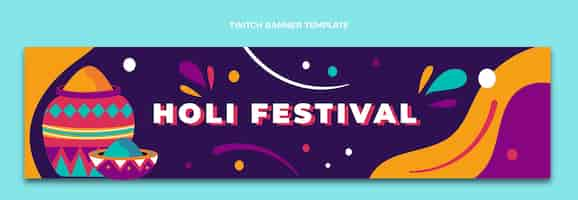 Free vector flat holi twitch banner