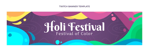 Vettore gratuito banner piatto holi twitch