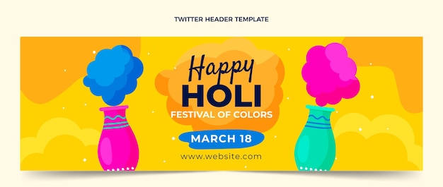 Flat holi twitter header