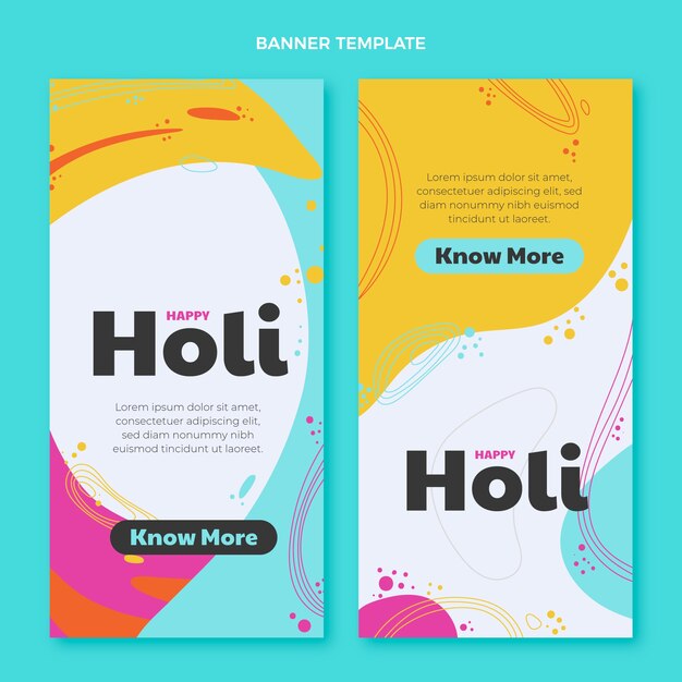 Flat holi vertical banners set