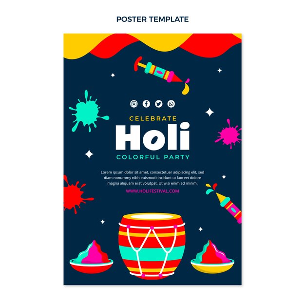 평면 holi 수직 포스터 템플릿