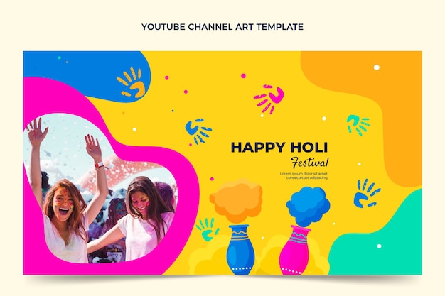 Flat holi youtube channel art