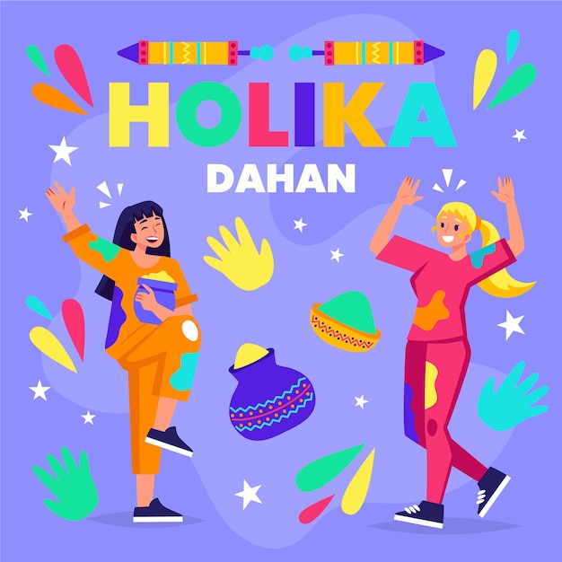 Illustrazione piatta di holika dahan