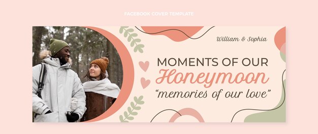 Flat honeymoon social media cover template