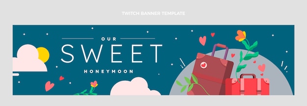 Free vector flat honeymoon twitch banner