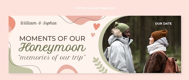 Free vector flat honeymoon twitter header