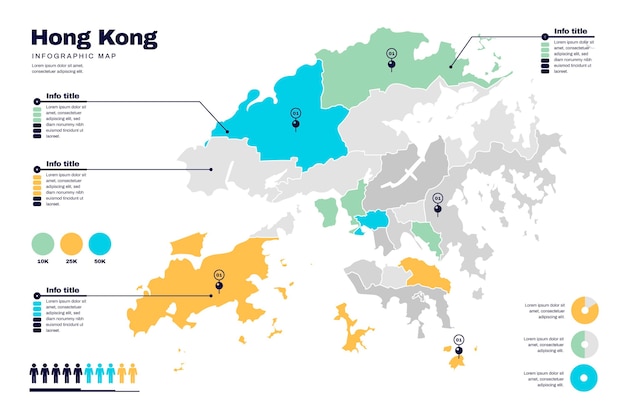 Flat hong kong map infographics