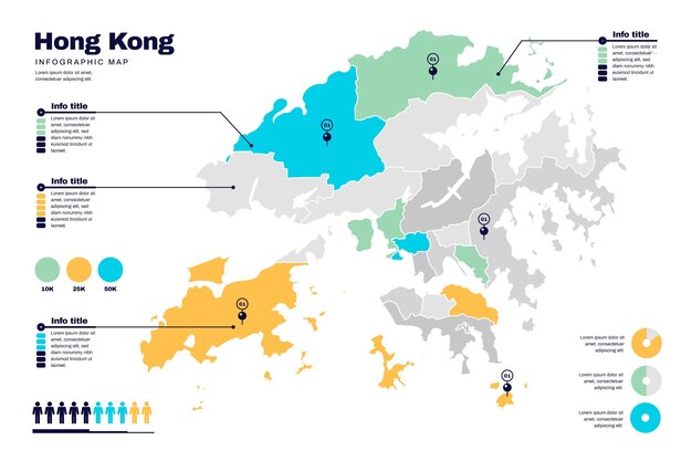 Плоская инфографика карта гонконга
