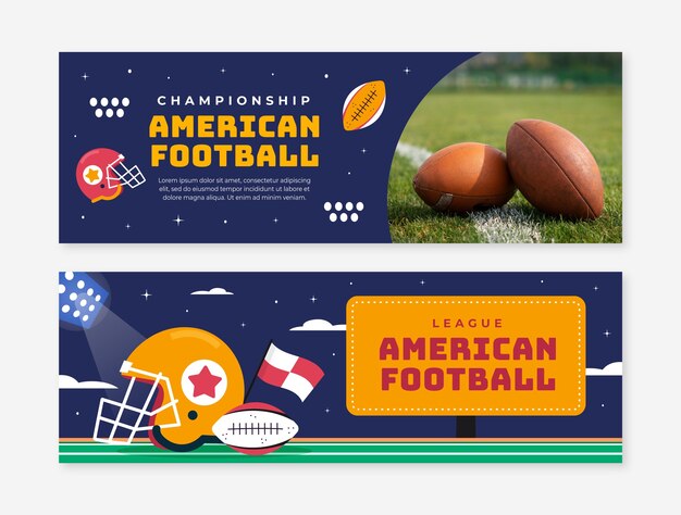 flat horizontal banner template for american football championship