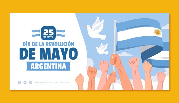 アルゼンチンの 5 月 25 日の革命のフラット水平バナー テンプレート