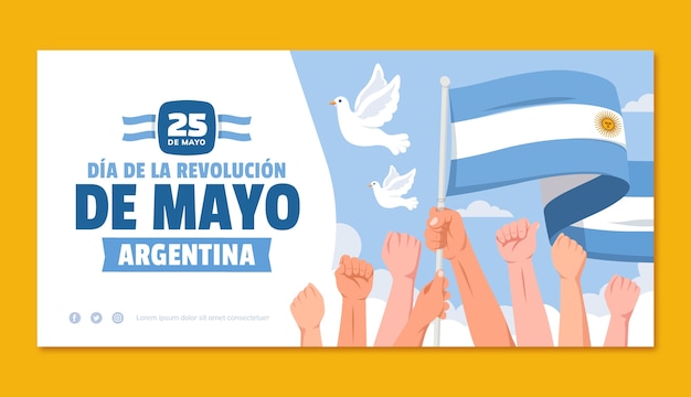 Flat horizontal banner template for argentinian may 25 revolution