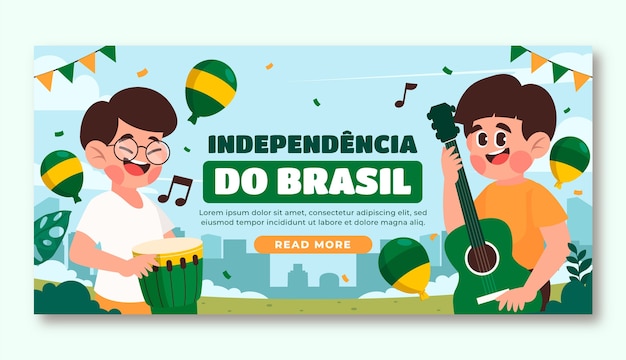 Flat horizontal banner template for brazilian independence day celebration