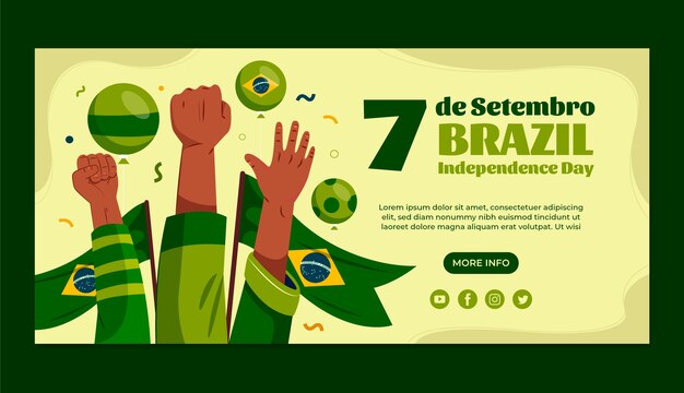 Шаблон плоского горизонтального баннера для празднования дня независимости Бразилии