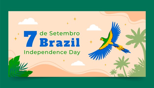 Flat horizontal banner template for brazilian independence day celebration