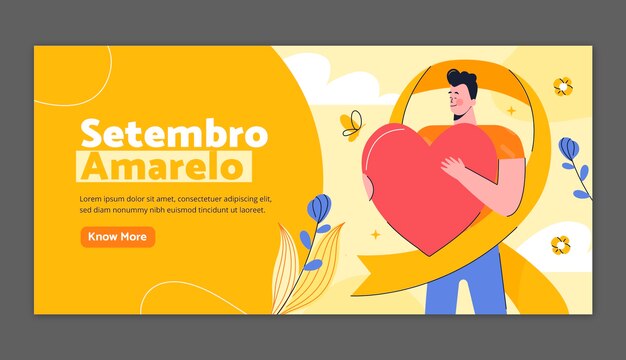 Flat horizontal banner template for brazilian suicide prevention month awareness