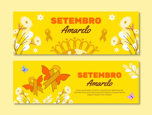Free vector flat horizontal banner template for brazilian suicide prevention month awareness