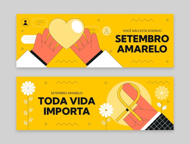 Free vector flat horizontal banner template for brazilian suicide prevention month awareness