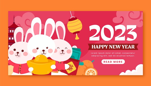 Flat horizontal banner template for chinese new year celebration