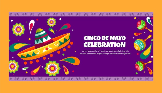 flat horizontal banner template for cinco de mayo celebration