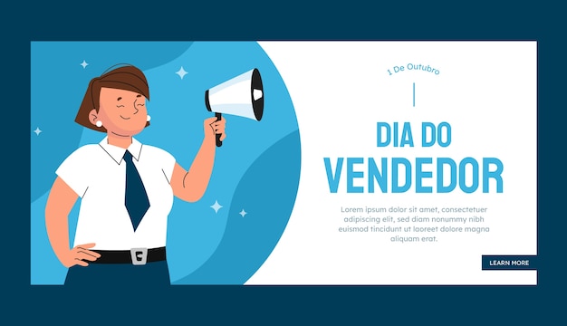 Flat horizontal banner template for dia do vendedor