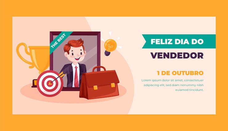 Free Vector flat horizontal banner template for dia do vendedor