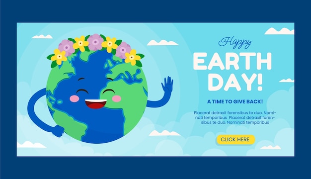 Flat horizontal banner template for earth day celebration