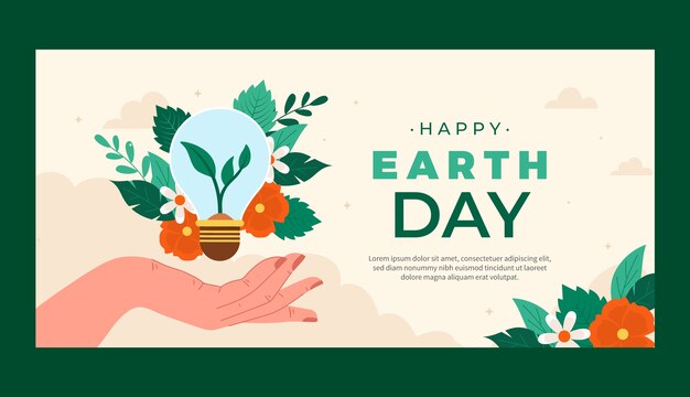 Flat horizontal banner template for earth day celebration