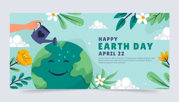 Flat horizontal banner template for earth day celebration