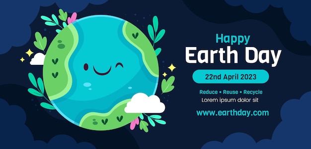 Flat horizontal banner template for earth day celebration