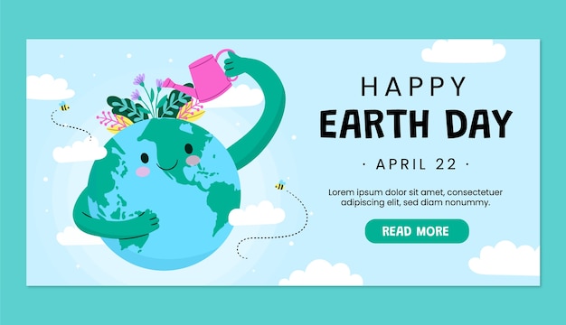 Free vector flat horizontal banner template for earth day celebration