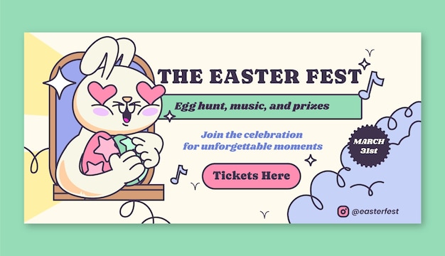 Free vector flat horizontal banner template for easter holiday