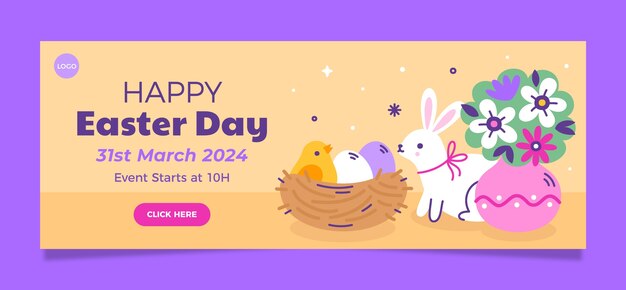 Flat horizontal banner template for easter holiday