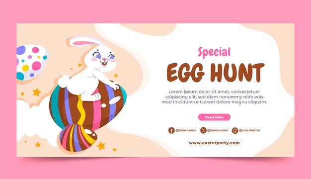 Free vector flat horizontal banner template for easter holiday