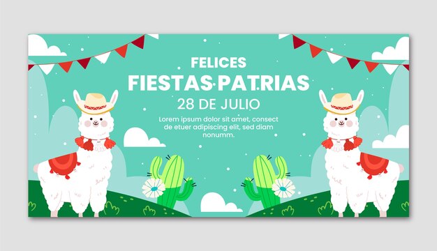 Flat horizontal banner template for fiestas patrias chile