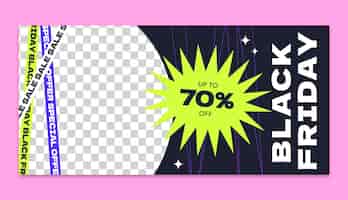 Бесплатное векторное изображение Шаблон плоского горизонтального баннера для распродаж в черную пятницу