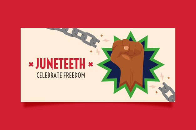 Juneteenth 축 하를 위한 평면 가로 배너 서식 파일