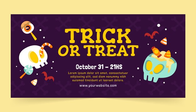 Flat horizontal banner template for halloween celebration