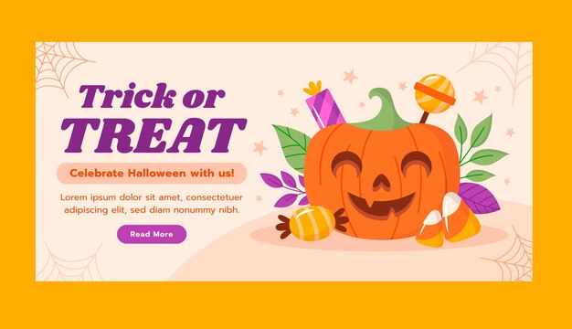 Flat horizontal banner template for halloween season celebration