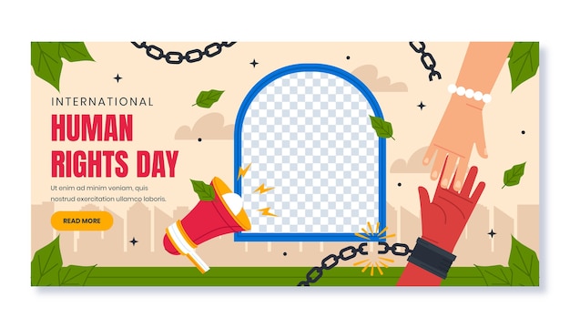 Flat horizontal banner template for human rights day celebration