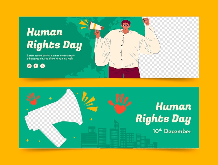 Free Vector flat horizontal banner template for human rights day celebration