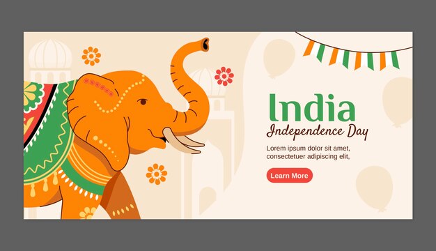 Шаблон плоского горизонтального баннера для празднования дня независимости индии