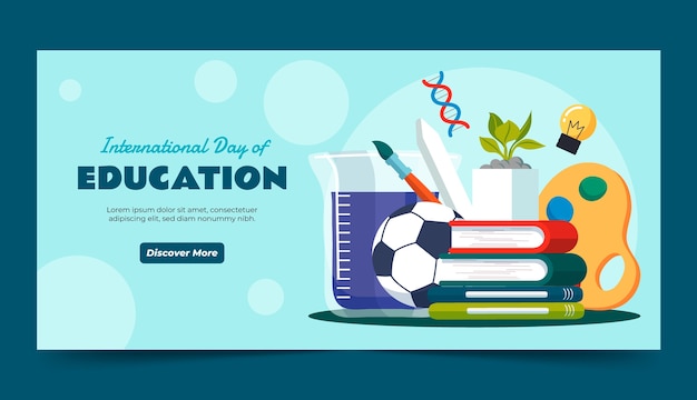 Flat horizontal banner template for international day of education event