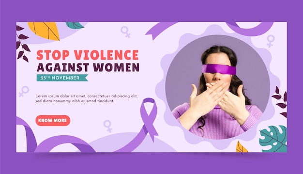 Flat horizontal banner template for international day for the elimination of violence against women