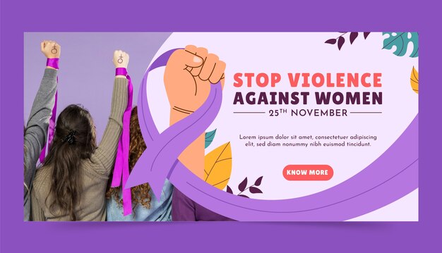 女性に対する暴力をなくすための国際デーの横横のバナーのテンプレート