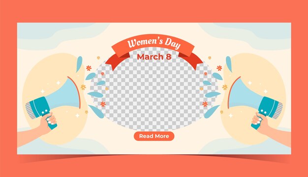 flat horizontal banner template for international women's day celebration