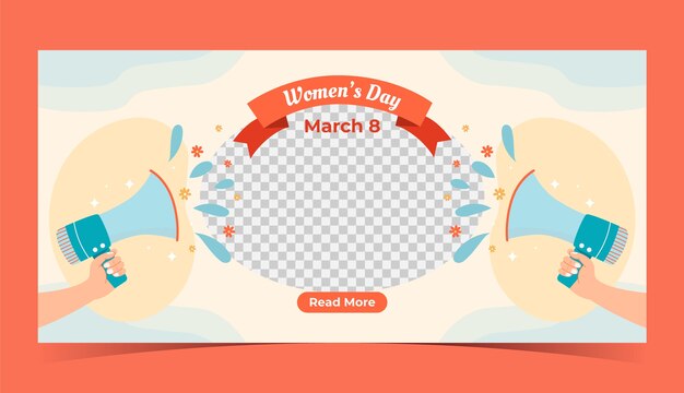 Free vector flat horizontal banner template for international women's day celebration