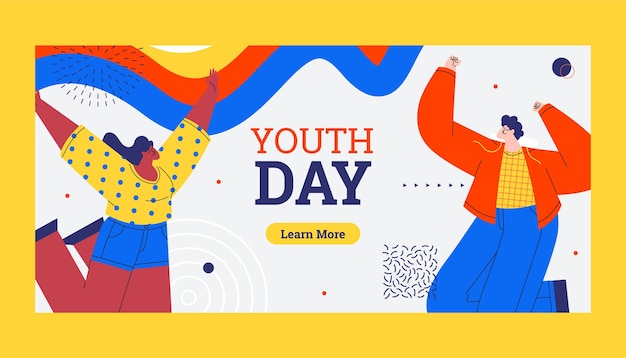Flat horizontal banner template for international youth day celebration